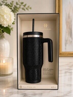 House of Harlow 1960 Black Studded 40 oz Arlo Tumbler with Handle